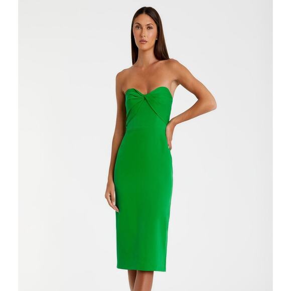 NWT Mac Duggal Green Strapless Midi Length Crepe Cocktail Dress Size 2 - Picture 1 of 3
